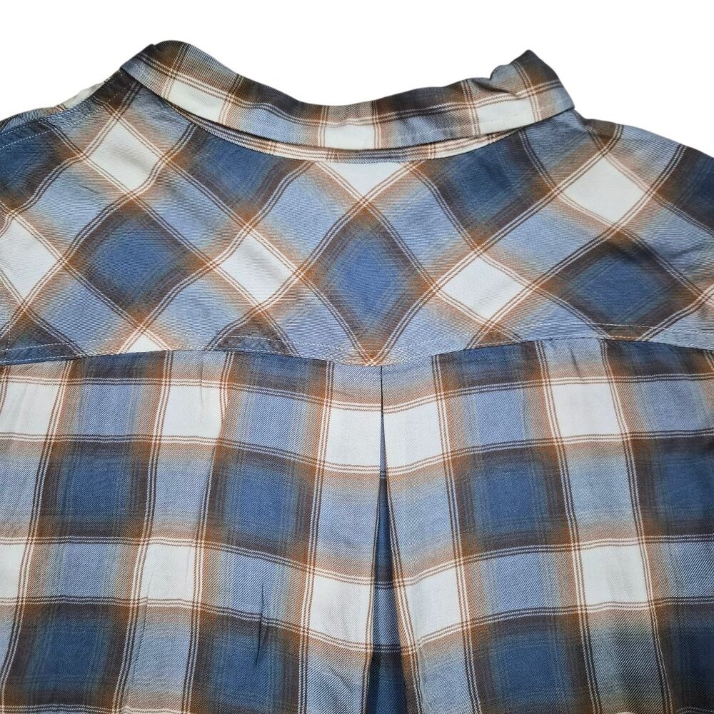 Terra & Sky Women's Plus Button Down Shirt Plaid Long Sleeve Size 2X Blue - Picture 7 of 11